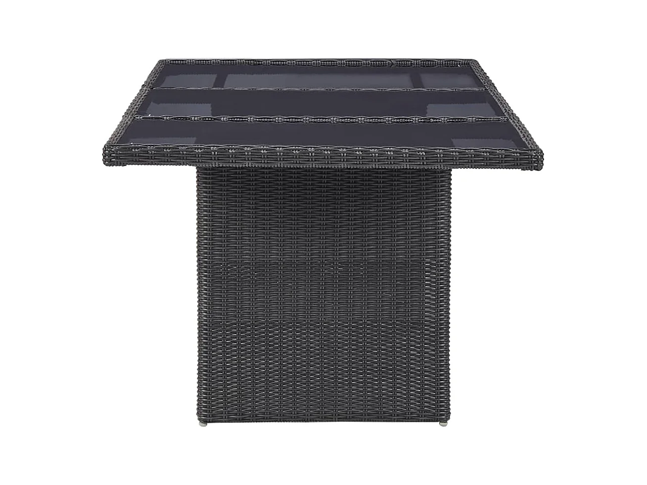 Table à dîner Noir 200x100x74 Verre et résine tressée