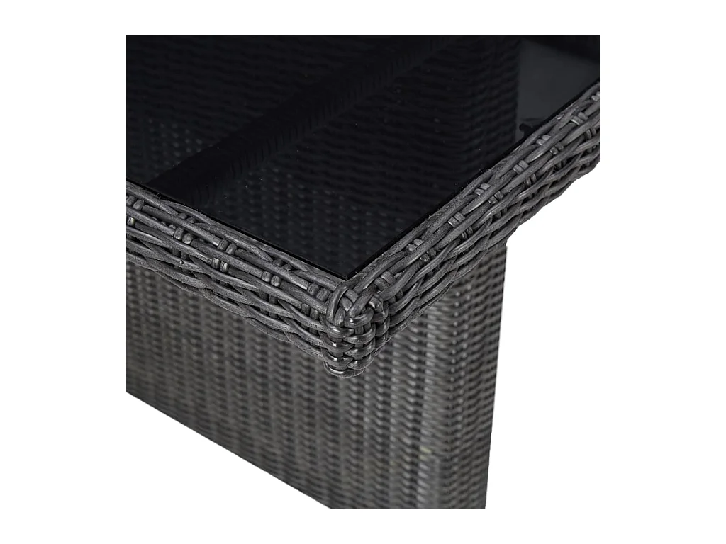 Table à dîner Noir 200x100x74 Verre et résine tressée