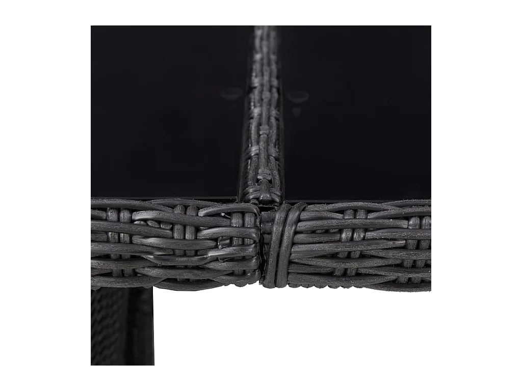 Table à dîner Noir 200x100x74 Verre et résine tressée