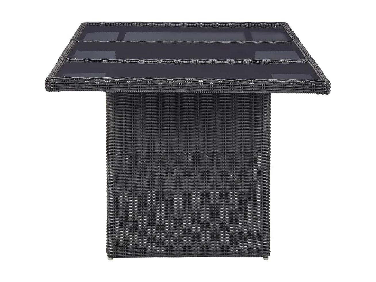 Table à dîner Noir 200x100x74 Verre et résine tressée