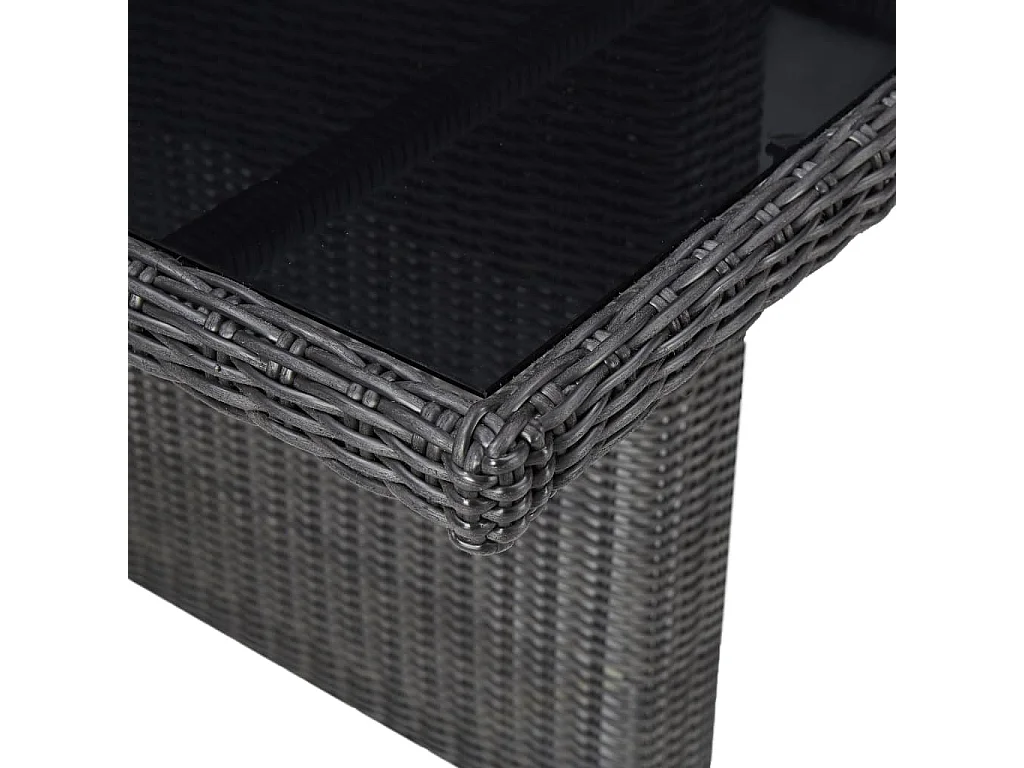 Table à dîner Noir 200x100x74 Verre et résine tressée