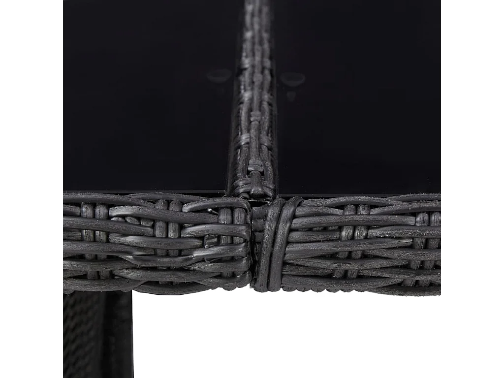 Table à dîner Noir 200x100x74 Verre et résine tressée