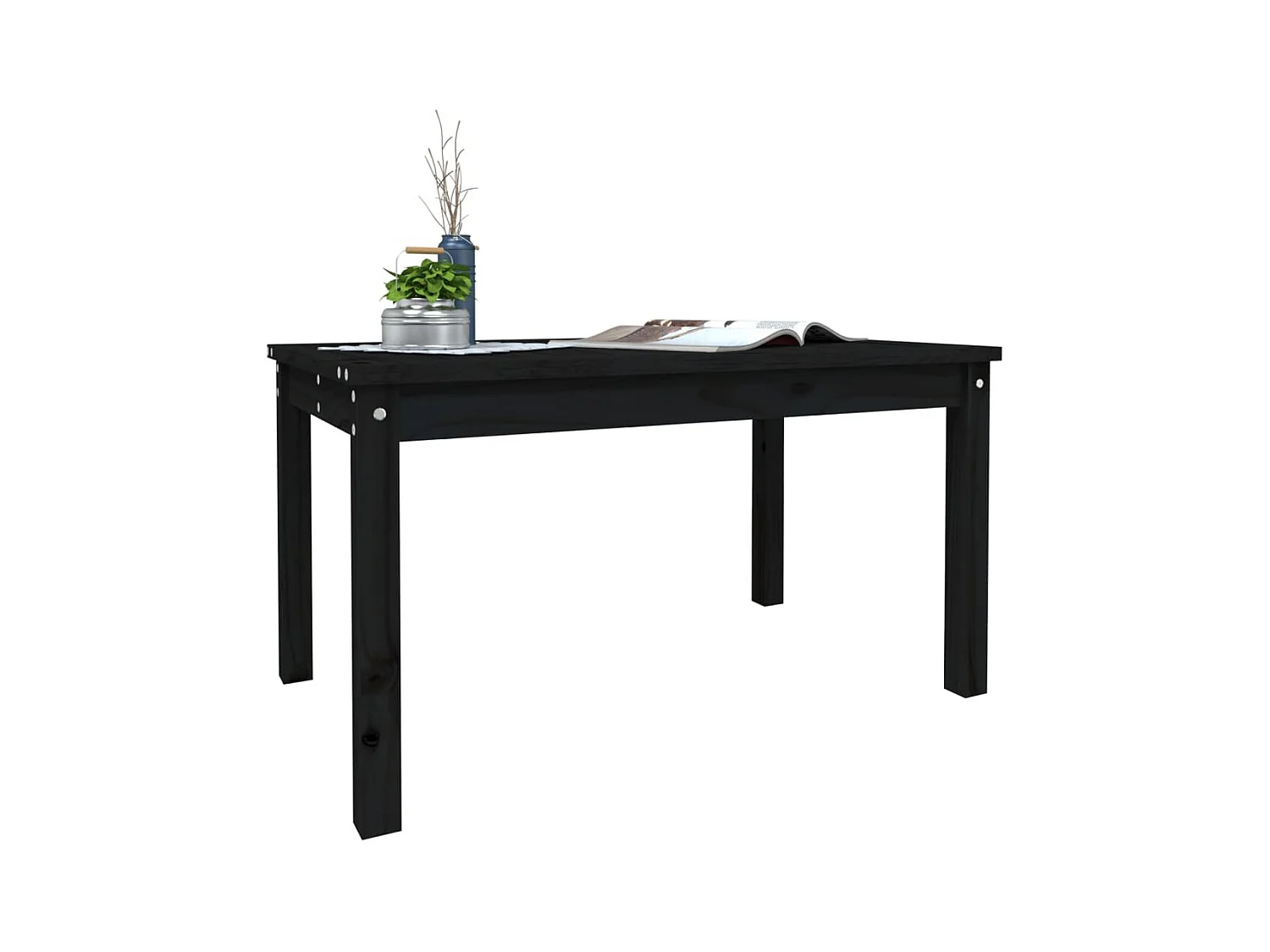 Table de jardin noir 82,5x50,5x45 bois massif de pin