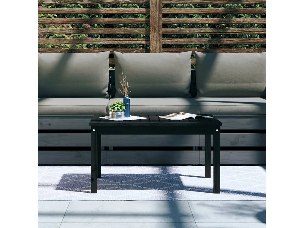 Table de jardin noir 82,5x50,5x45 bois massif de pin