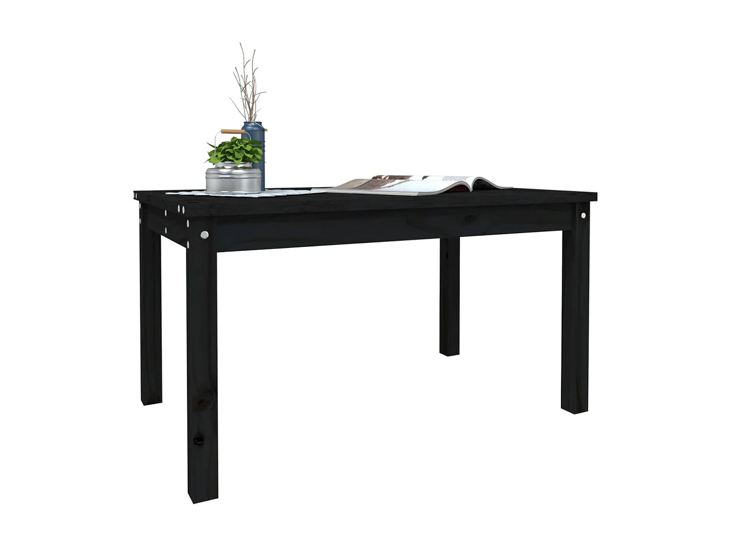 Table de jardin noir 82,5x50,5x45 bois massif de pin