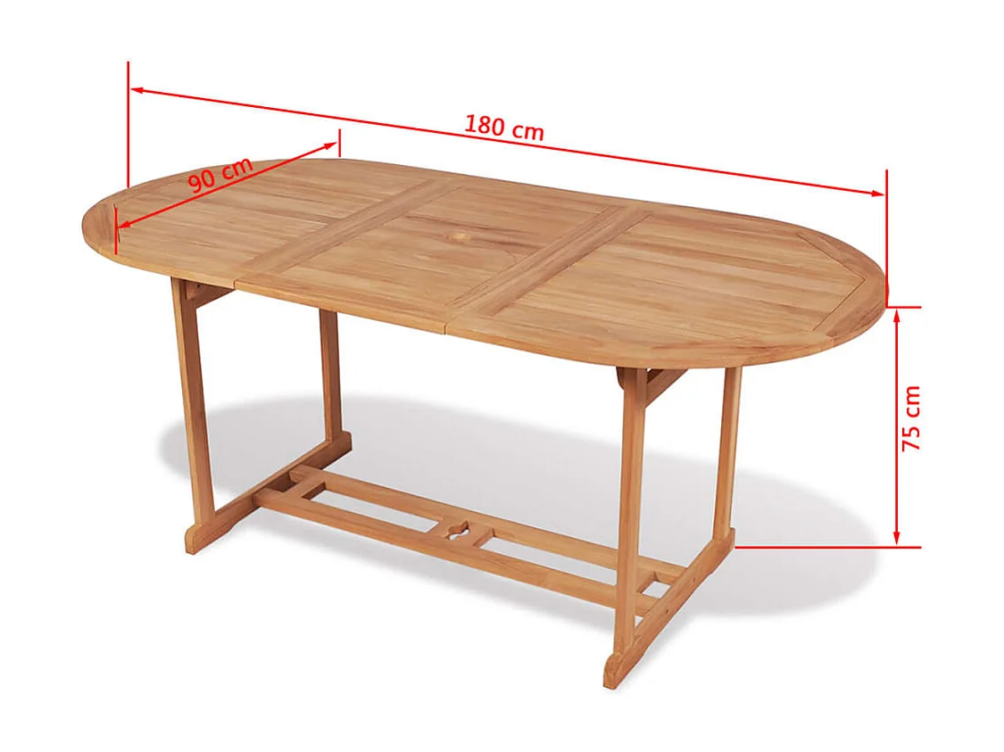 Table de jardin 180x90x75 Bois de teck solide