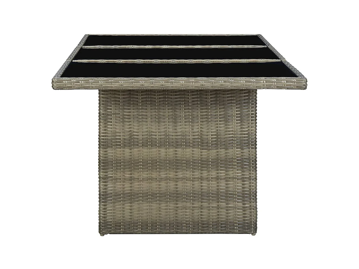 Table de jardin Marron Résine tressée et verre trempé