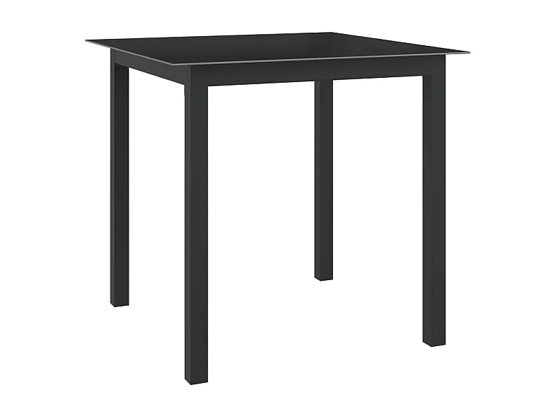 Table de jardin Noir 80x80x74 Aluminium et verre
