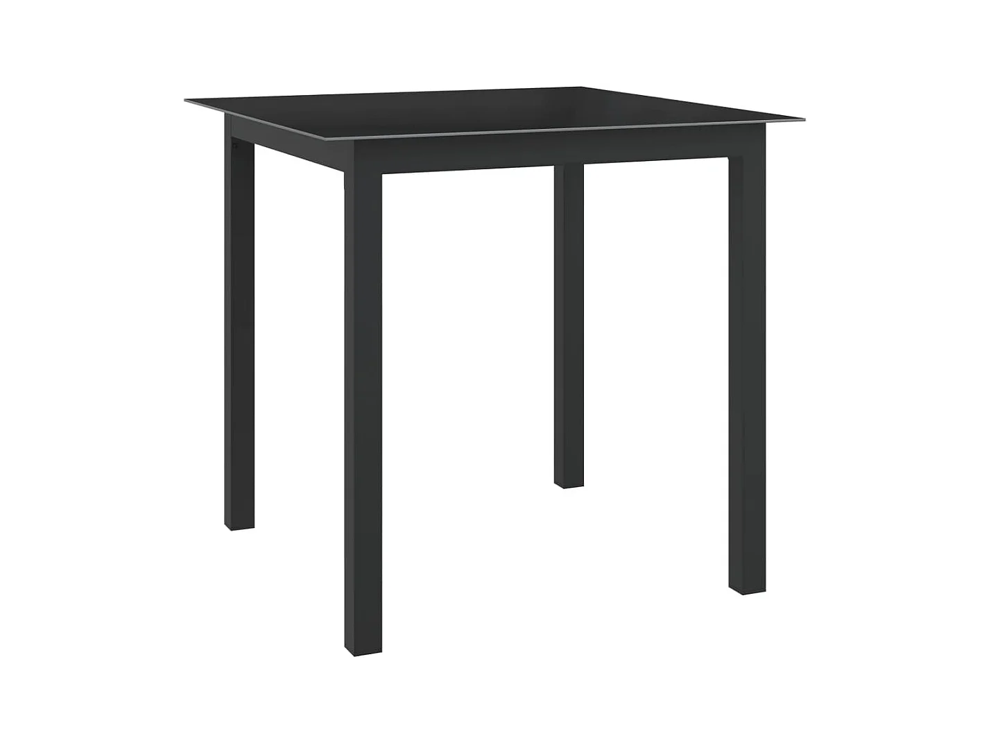 Table de jardin Noir 80x80x74 Aluminium et verre