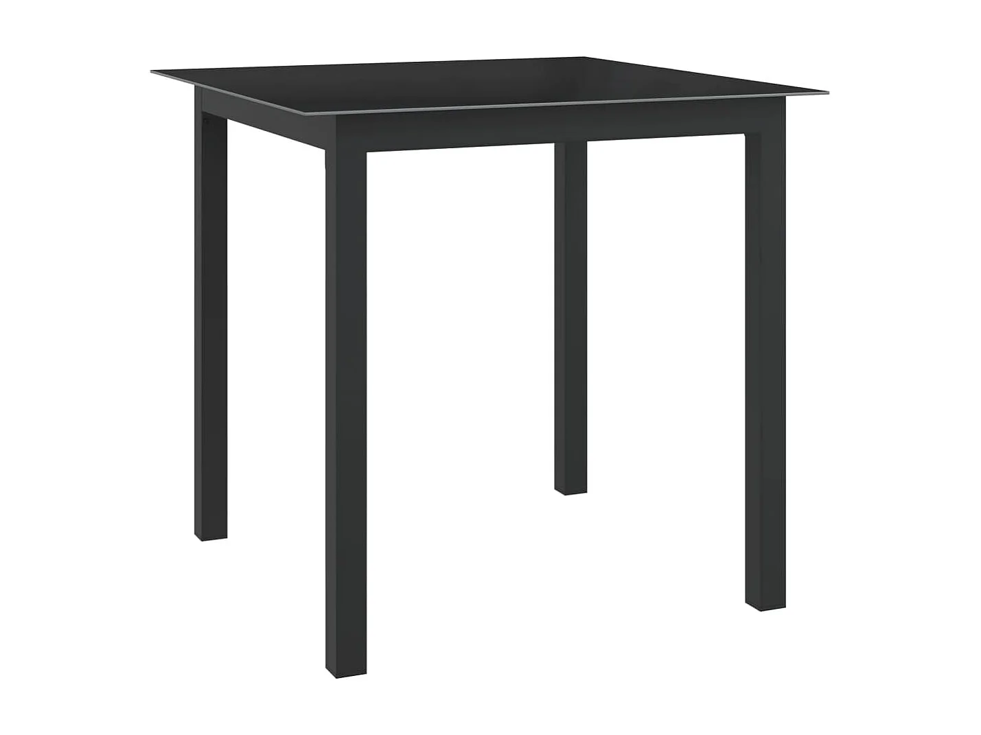 Table de jardin Noir 80x80x74 Aluminium et verre