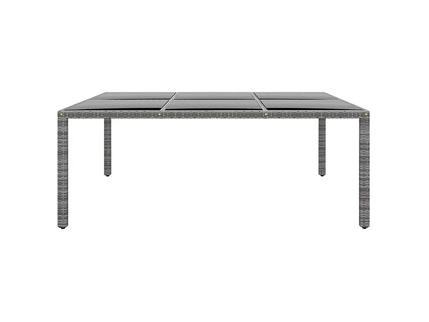 Table de jardin 200x150x75 Verre trempé-résine tressée Gris
