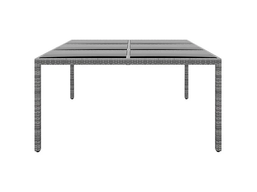 Table de jardin 200x150x75 Verre trempé-résine tressée Gris