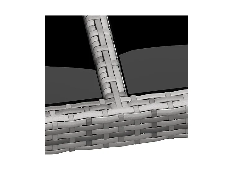 Table de jardin 200x150x75 Verre trempé-résine tressée Gris