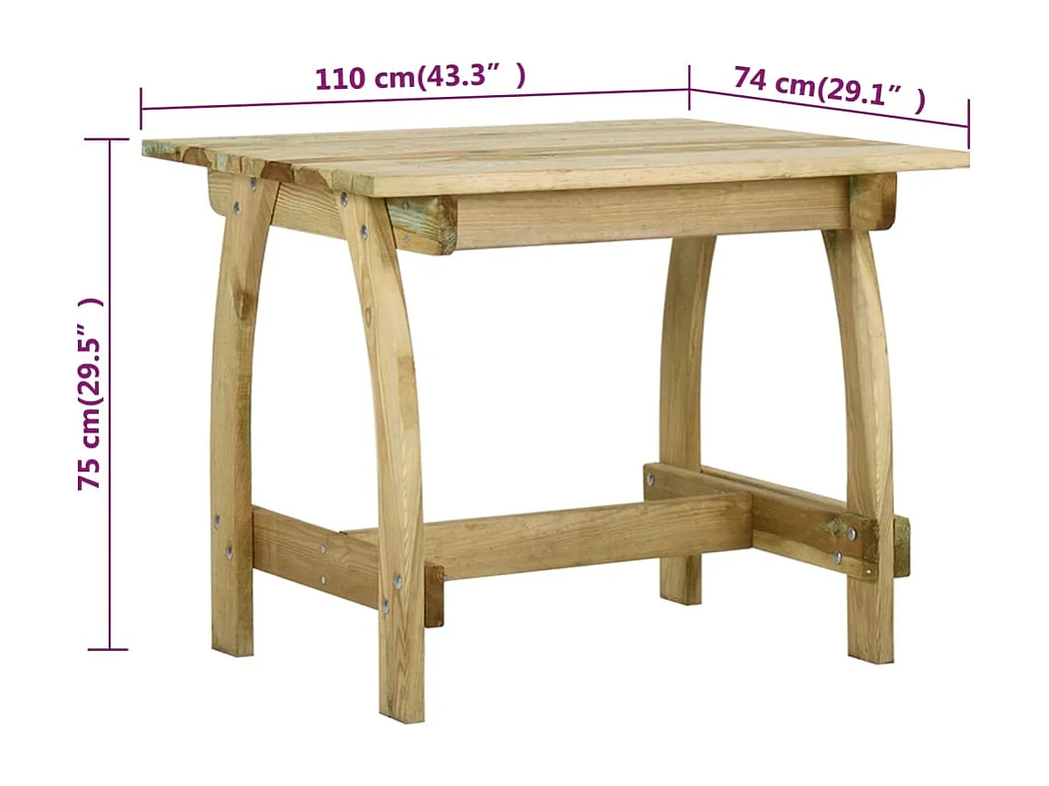 Table de jardin 110x74x75 Bois de pin imprégné