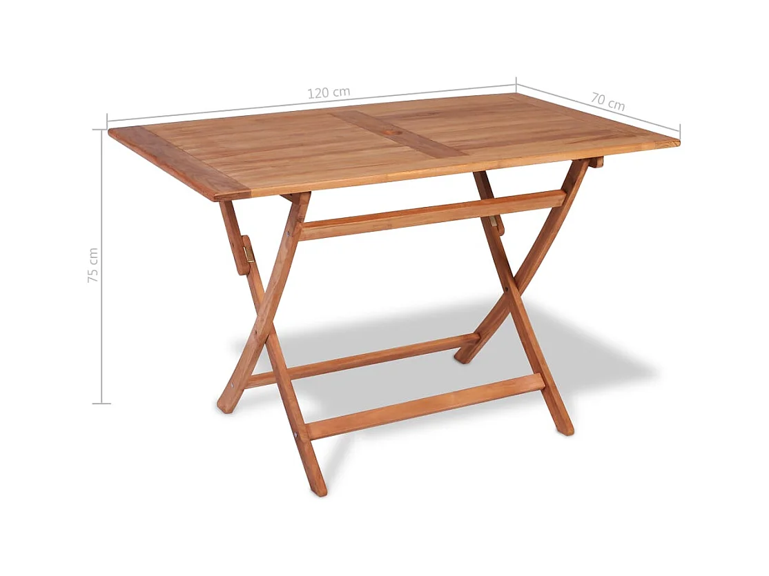 Table pliable de jardin 120x70x75 Bois de teck Kalipa