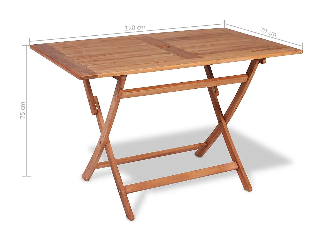 Table pliable de jardin 120x70x75 Bois de teck Kalipa