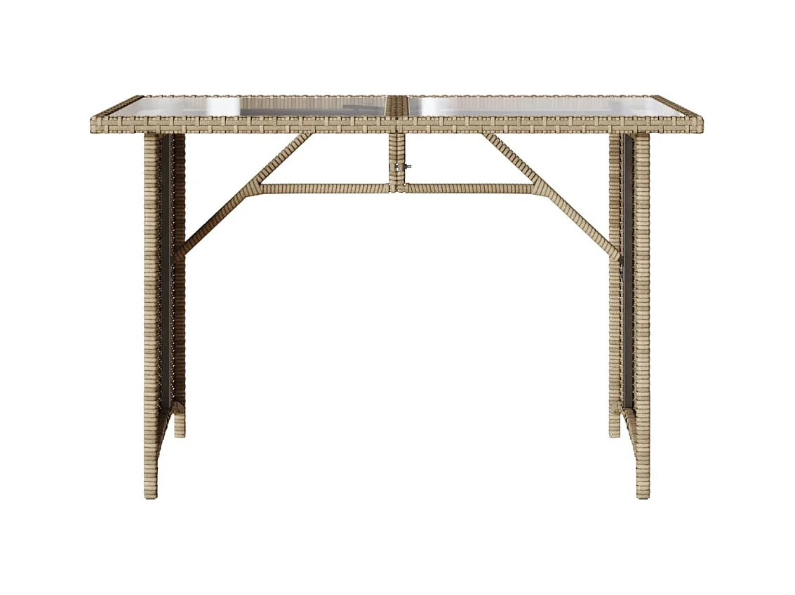 Table de jardin avec dessus en verre beige 110x68x70 rotin