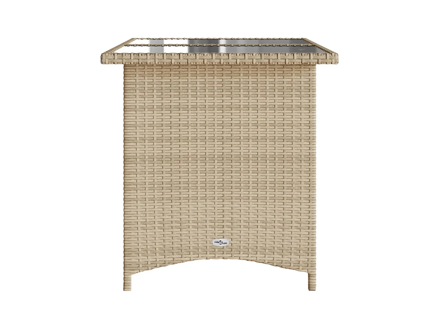 Table de jardin avec dessus en verre beige 110x68x70 rotin