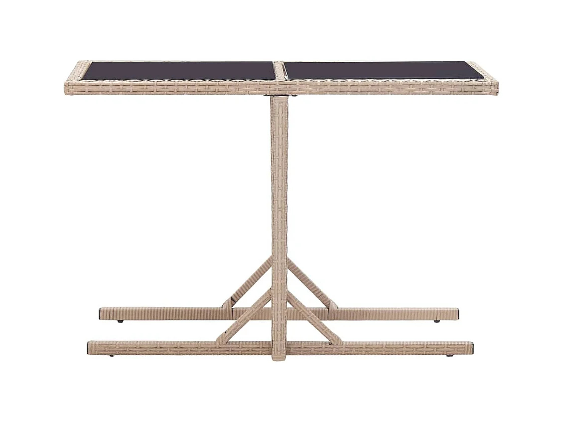 Table de jardin Beige 110x53x72 Verre et résine tressée