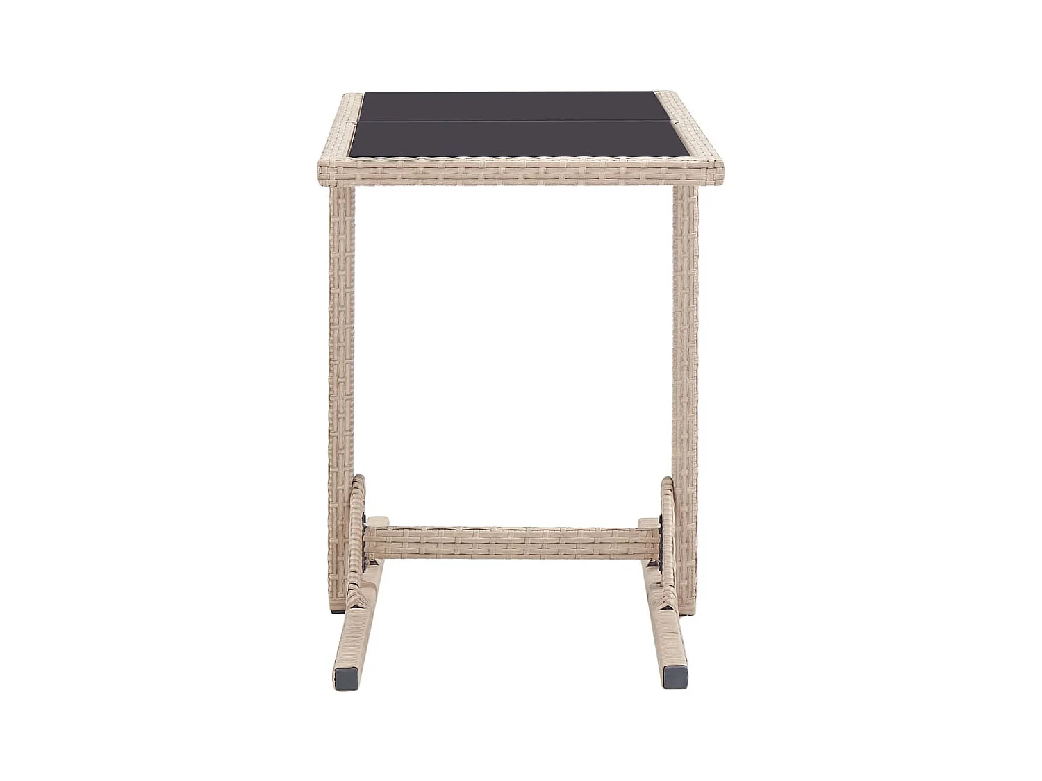 Table de jardin Beige 110x53x72 Verre et résine tressée