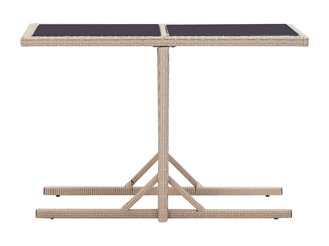 Table de jardin Beige 110x53x72 Verre et résine tressée