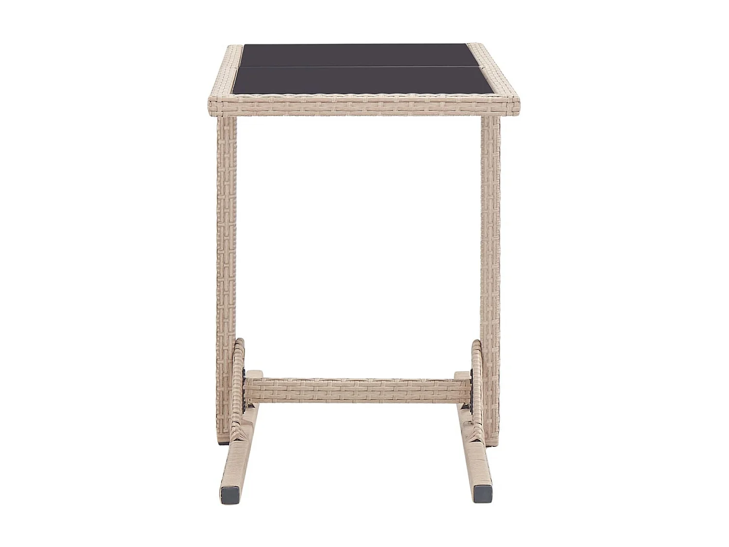 Table de jardin Beige 110x53x72 Verre et résine tressée