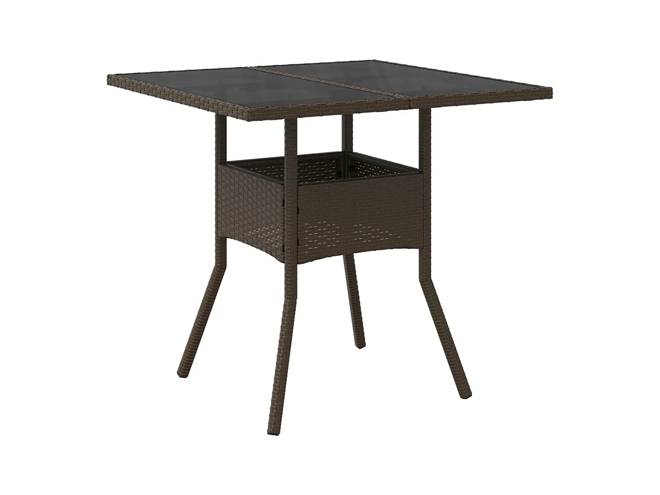 Table de jardin avec dessus en verre marron résine tressée