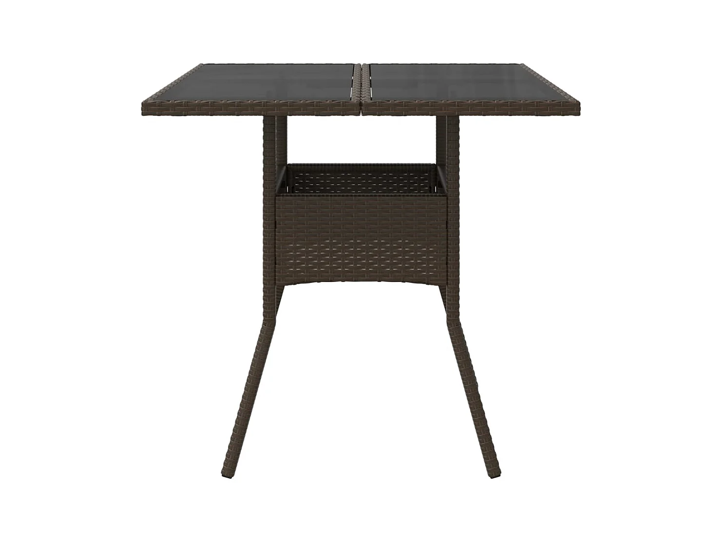 Table de jardin avec dessus en verre marron résine tressée