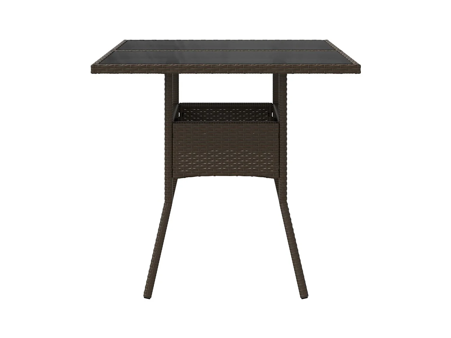 Table de jardin avec dessus en verre marron résine tressée