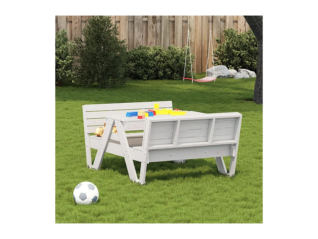 Table de pique-nique pour enfants blanc bois massif de pin