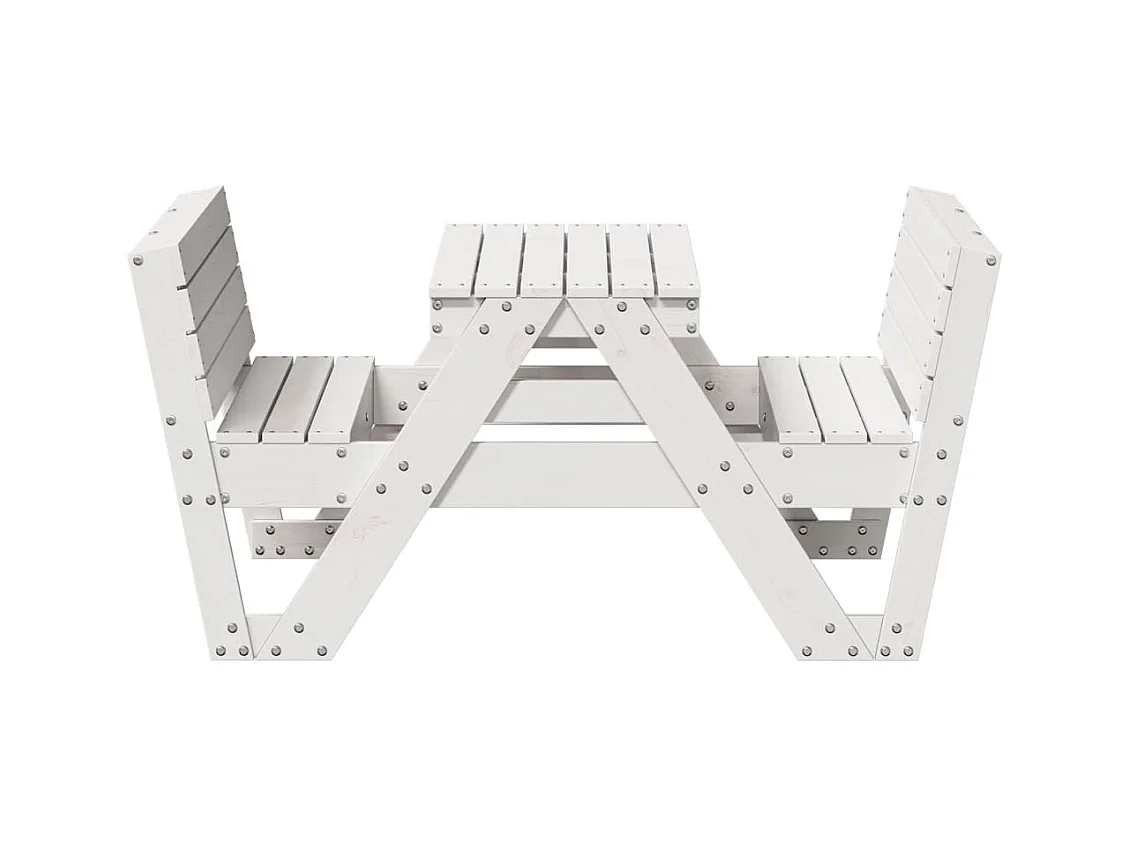 Table de pique-nique pour enfants blanc bois massif de pin