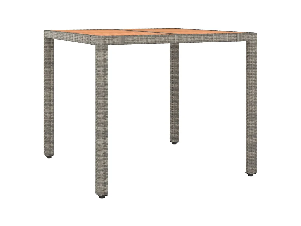 Table de jardin et dessus en bois Gris Résine tressée et acacia