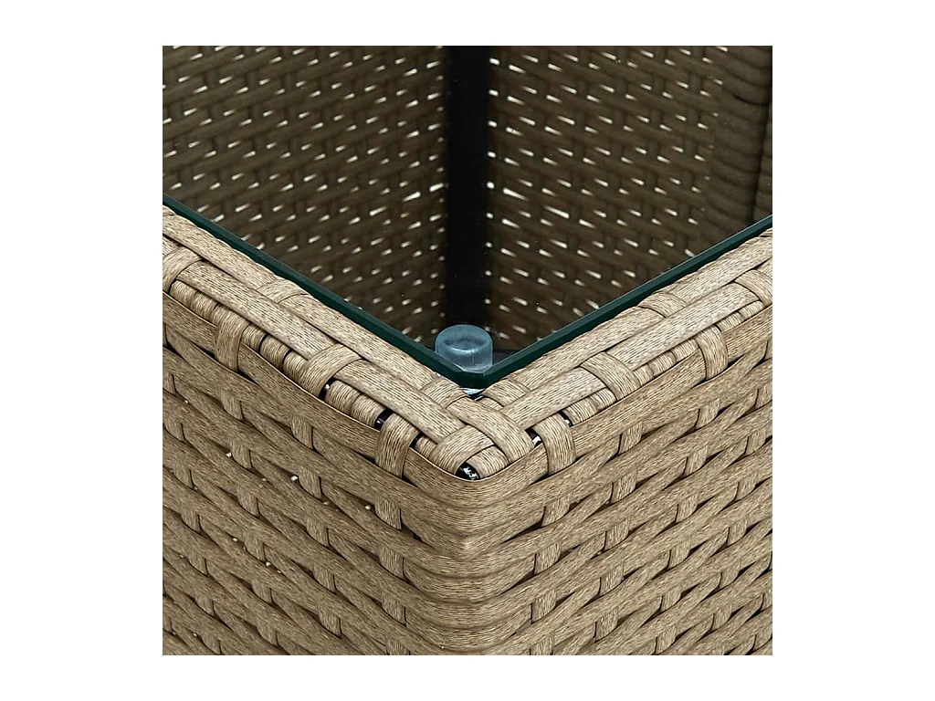 Table à thé Beige 41,5x41,5x44 Résine tressée et verre trempé