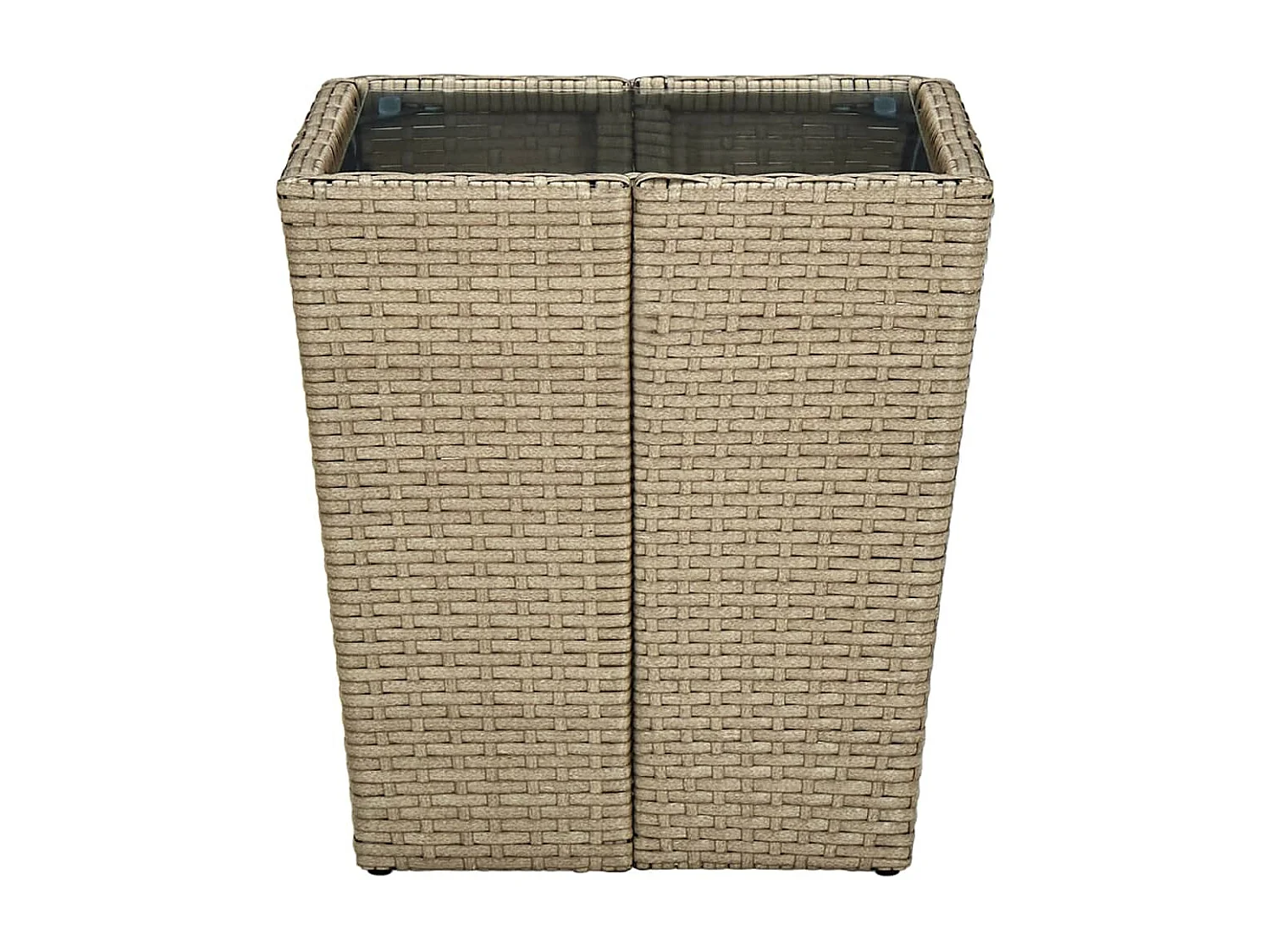 Table à thé Beige 41,5x41,5x44 Résine tressée et verre trempé