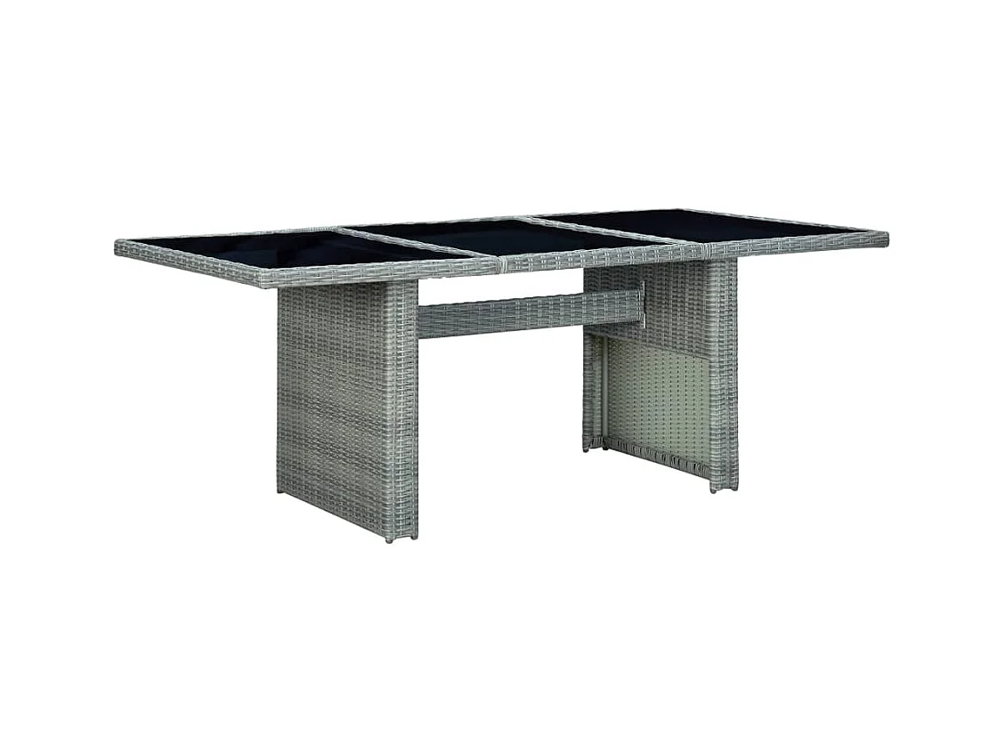 Table de jardin Gris clair Résine tressée et verre trempé