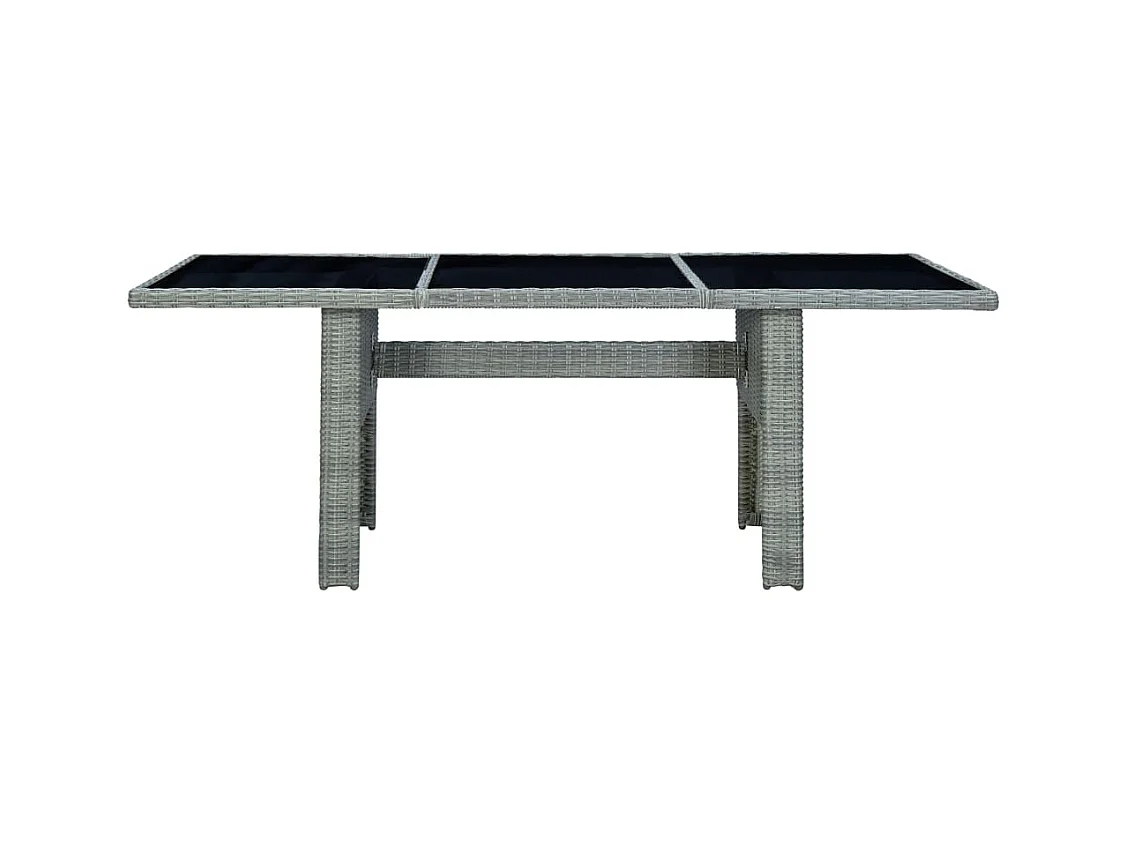 Table de jardin Gris clair Résine tressée et verre trempé