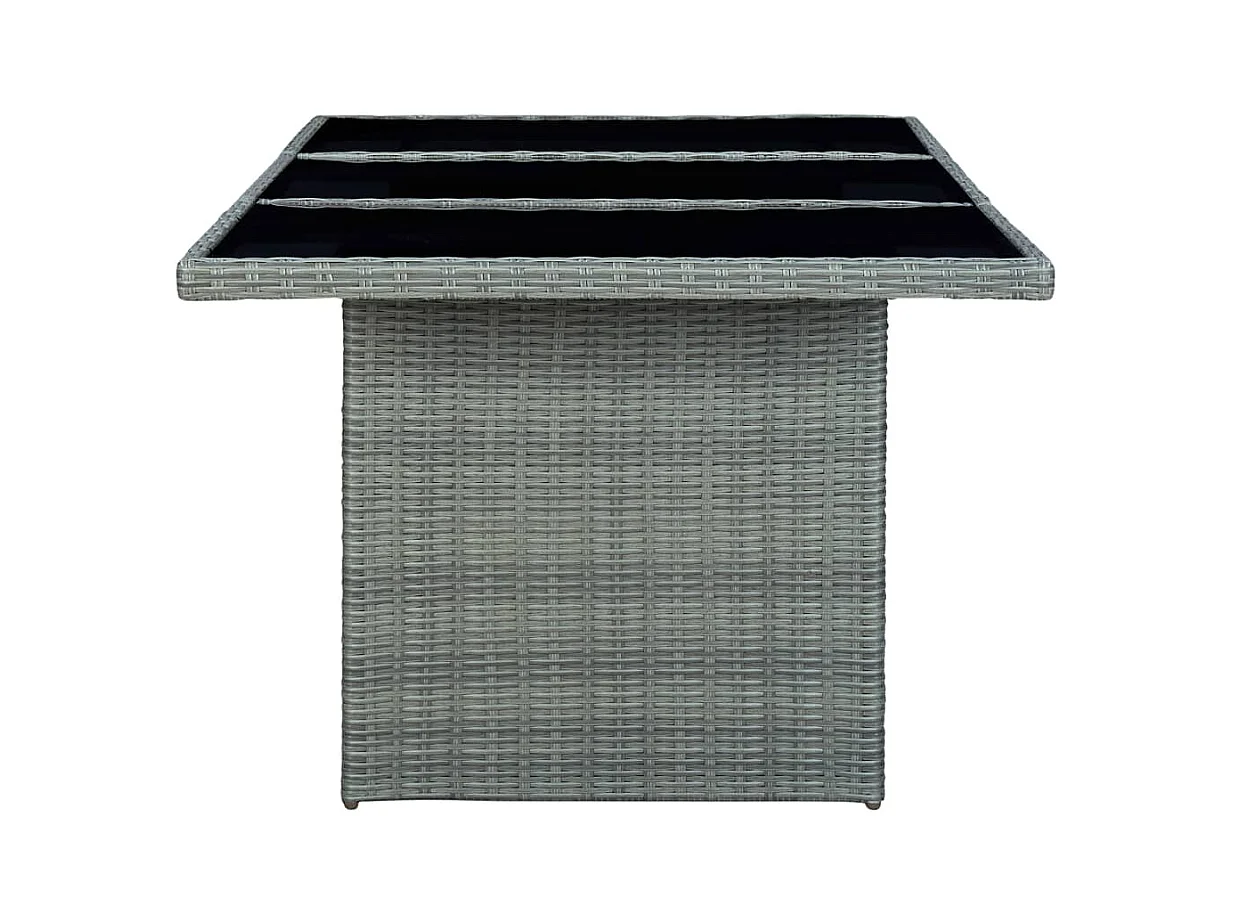 Table de jardin Gris clair Résine tressée et verre trempé