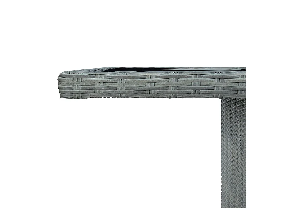 Table de jardin Gris clair Résine tressée et verre trempé