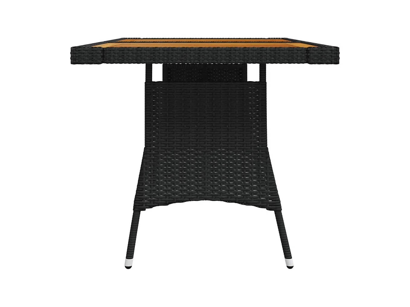 Table de jardin Noir 130x70x72 Résine tressée et acacia