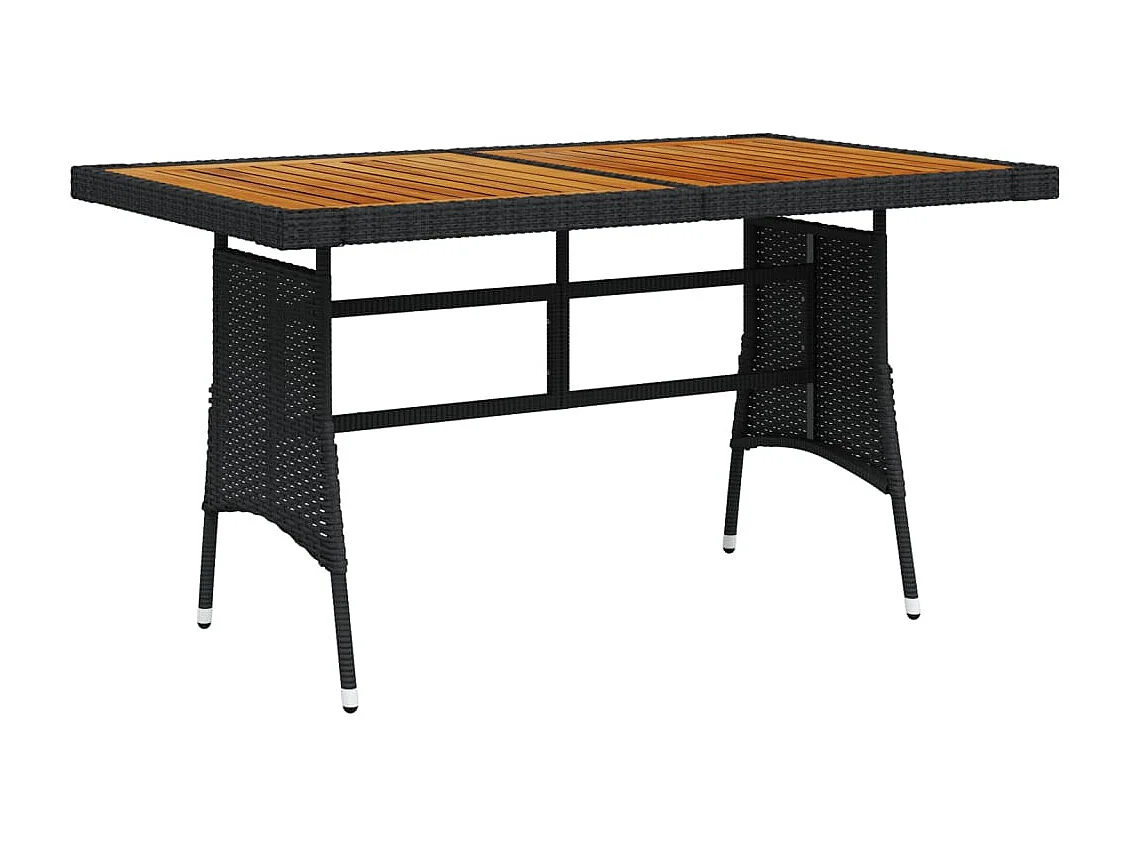 Table de jardin Noir 130x70x72 Résine tressée et acacia
