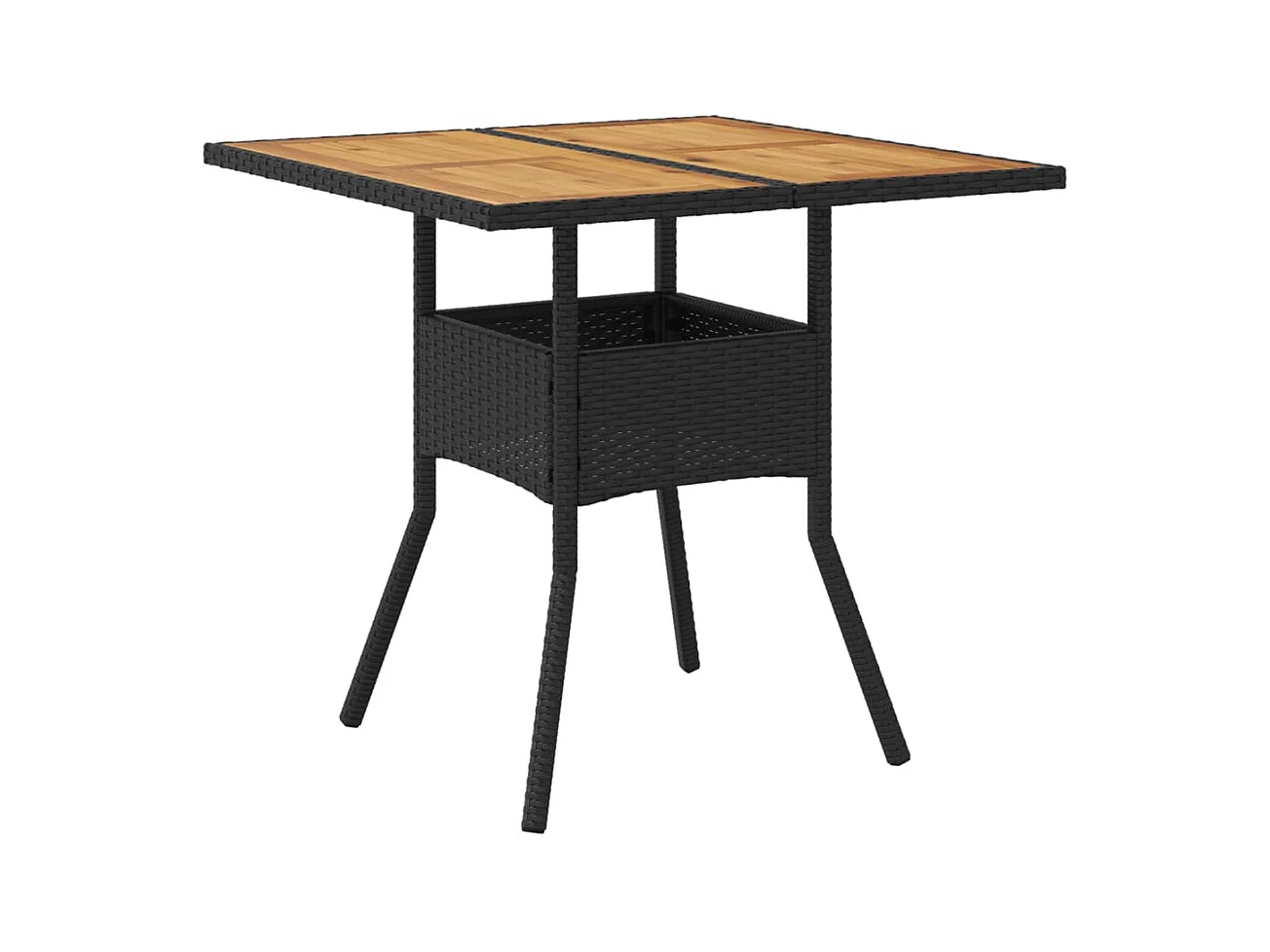 Table de jardin et dessus en bois d'acacia noir résine tressée