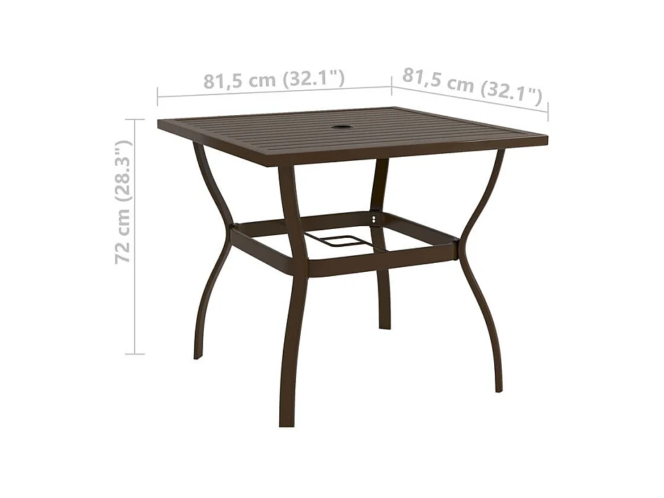 Table de jardin Marron 81,5x81,5x72 Acier