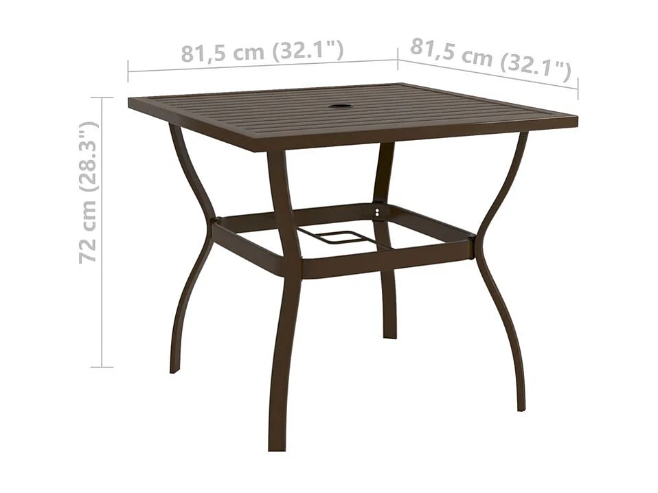 Table de jardin Marron 81,5x81,5x72 Acier