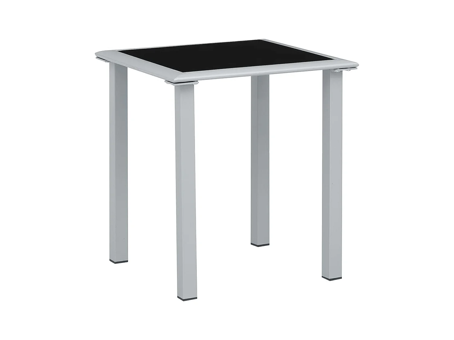 Table de jardin Noir et argenté 41x41x45 Acier et verre