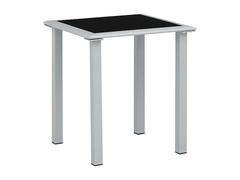 Table de jardin Noir et argenté 41x41x45 Acier et verre