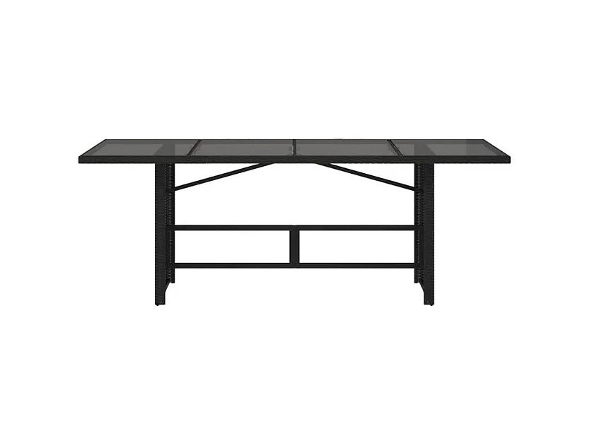 Table de jardin avec dessus en verre noir résine tressée
