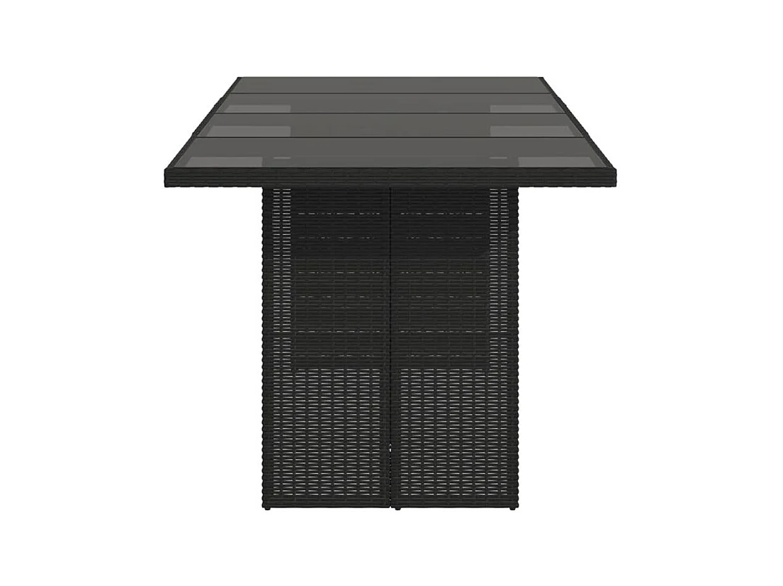 Table de jardin avec dessus en verre noir résine tressée