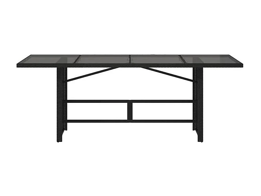 Table de jardin avec dessus en verre noir résine tressée