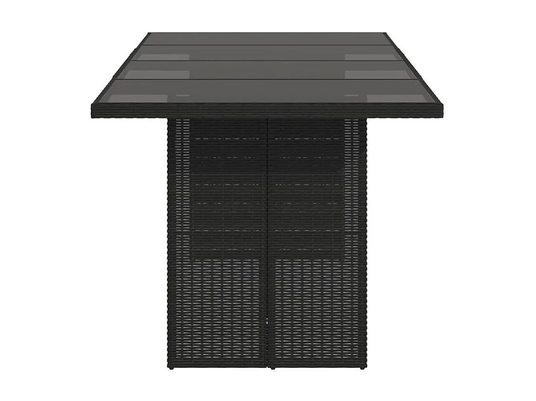 Table de jardin avec dessus en verre noir résine tressée