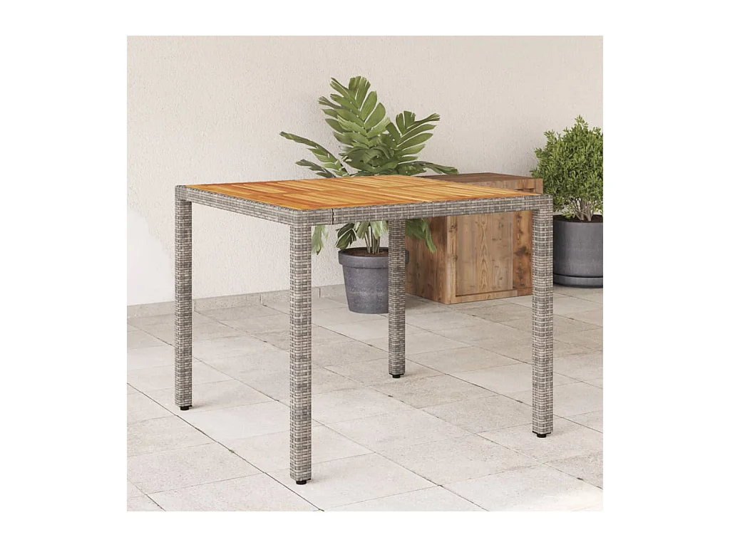 Table de jardin et dessus en bois d'acacia gris résine tressée